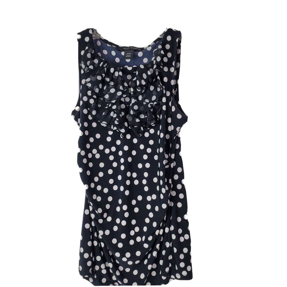 White House Black Market Polka Dot Sleeveless Ruffled Top‎ Size XXS